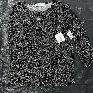 Kasper Black and White Polka Dot Blouse